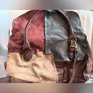 A.S.98 Patchwork Leather Tote Bag